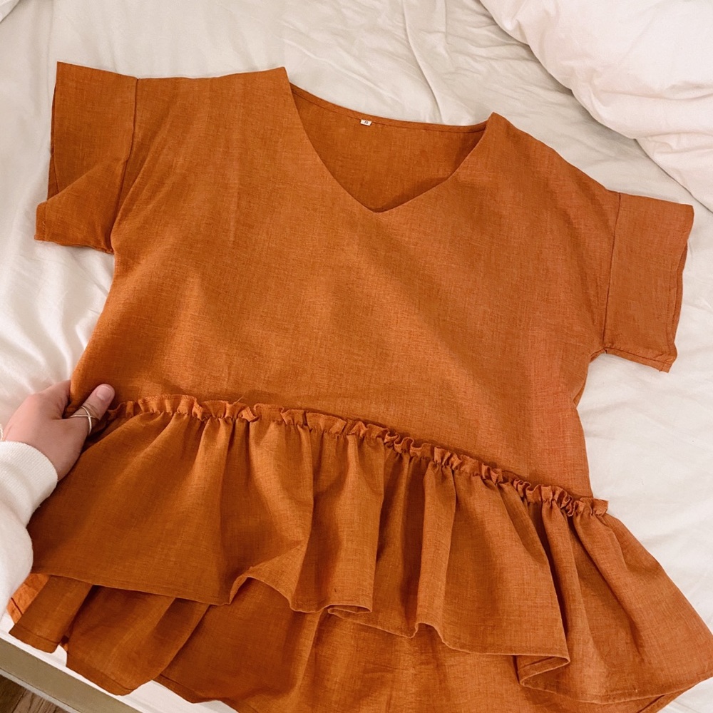 ☼ boho ruffle short sleeve top - Picture 4 of 8